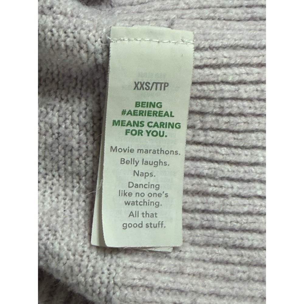 Aerie‎ Women's XXS Lavender Marled Crew Neck Oversized Knit Pullover Sweater - Picture 4 of 5